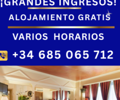 PLAZA CON ALOJAMIENTO GRATIS Y ALTOS ÍNGRESOS EN BARCELONA